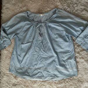 Womens blue peasant boho sz large top